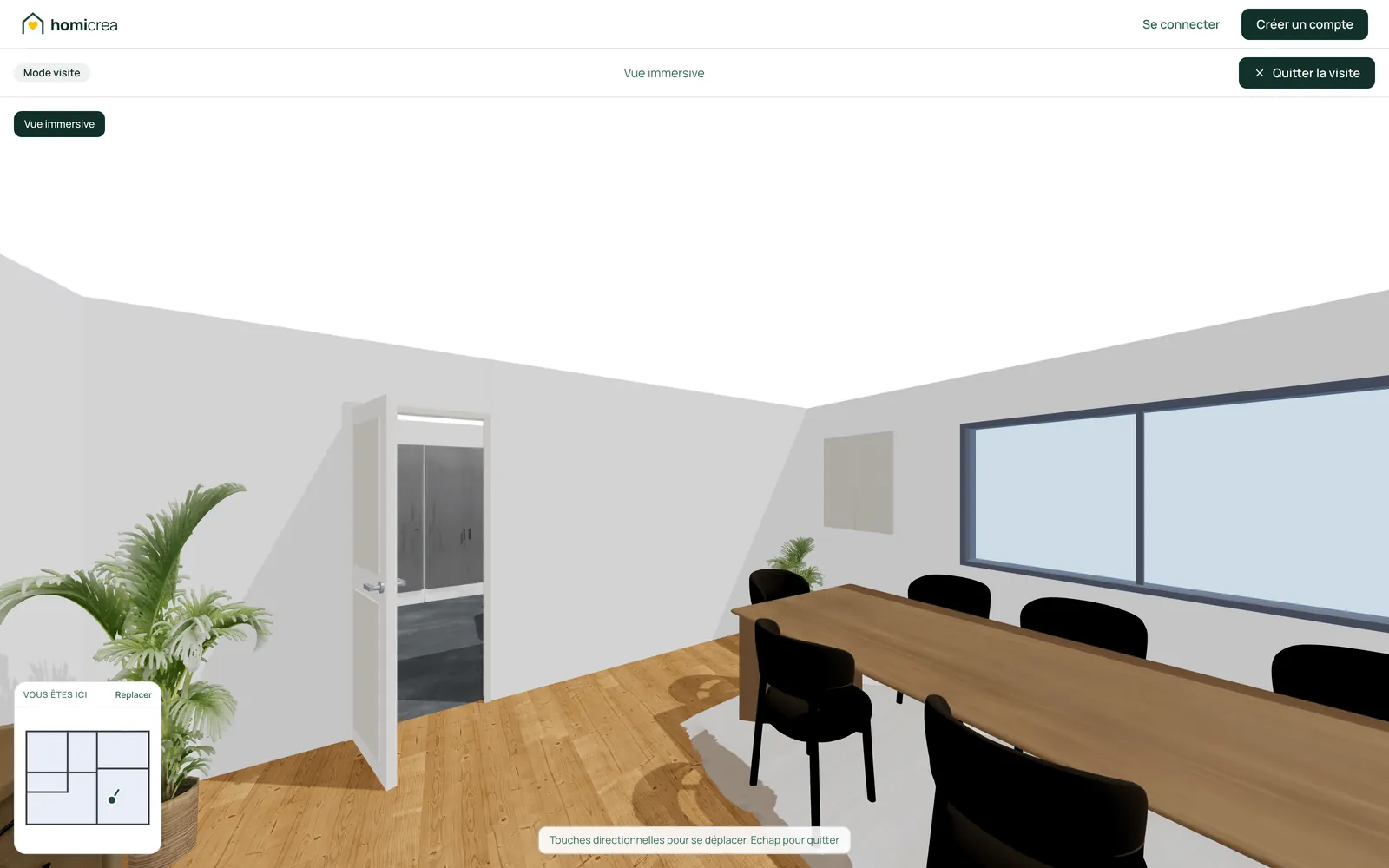 Visite à la première personne dans le séjour d'un appartement en 3D