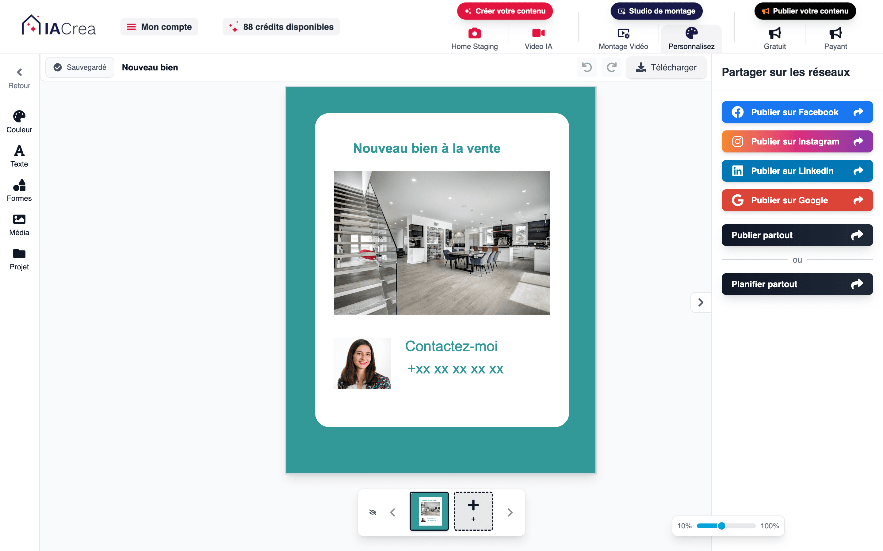 Modèles de posts immobiliers créés avec IACrea