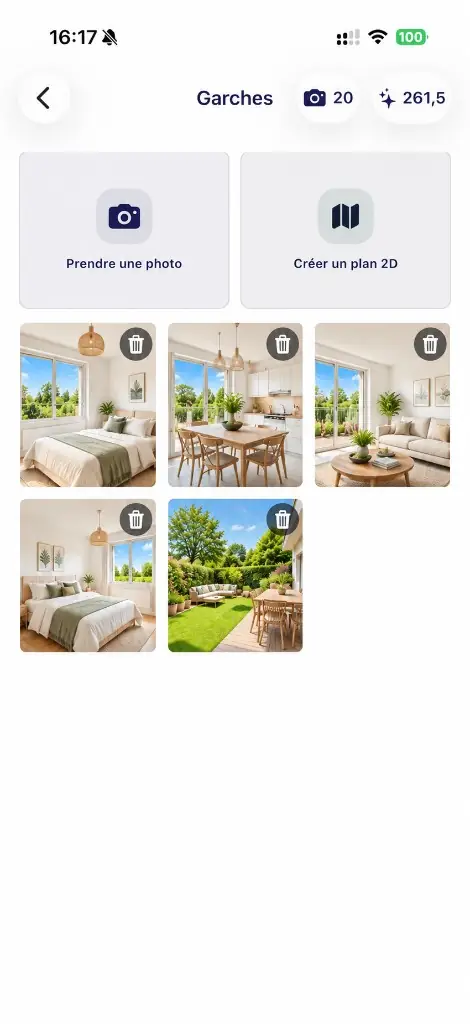 Bouton Créer un plan 2D dans l'application IACrea sur iPhone Pro